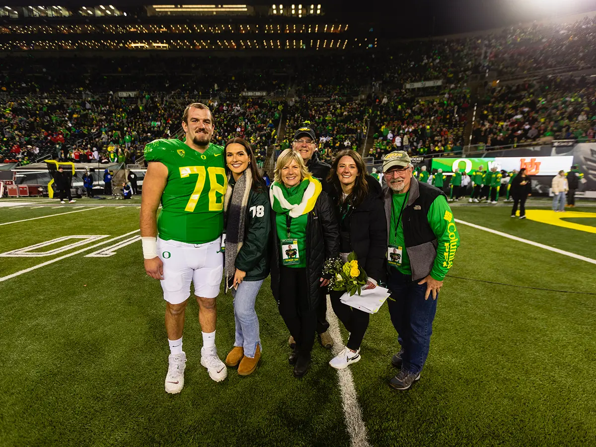 carla with her family at a duck game with her football player son, Alex Forsyth | Steve Forsyth memorial fund